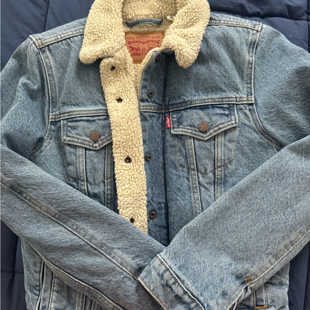 Levi's Blue and Cream Lightweight Sherpa Jacket